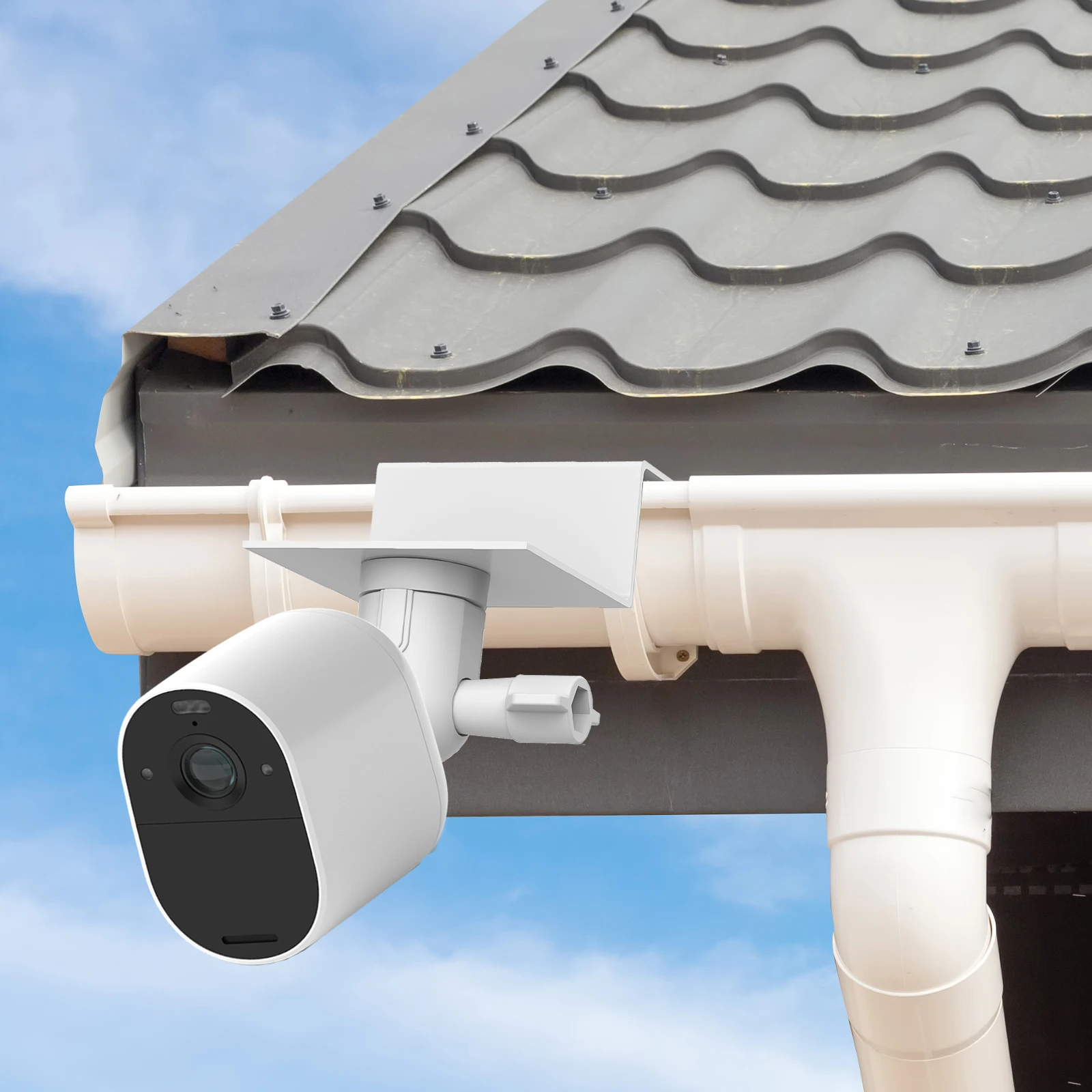 Home Security Outdoor Cameras - Suporte de calha branco à prova