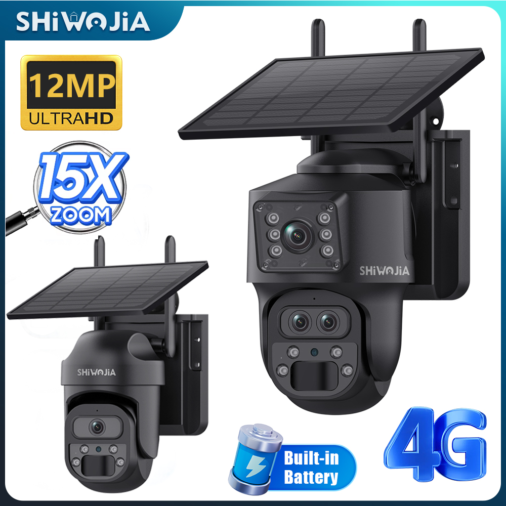 Home Security Outdoor Cameras - Câmera solar SHIWOJIA 15X ZOOM 4G