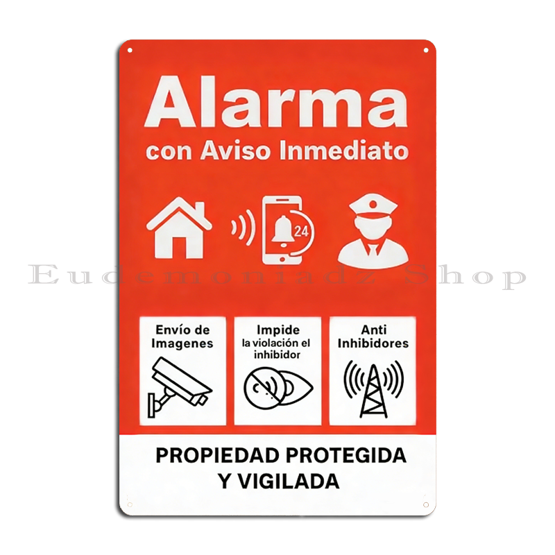 Placa de Metal Retrô com Siste - Home Security With Alarm avaliação e preço