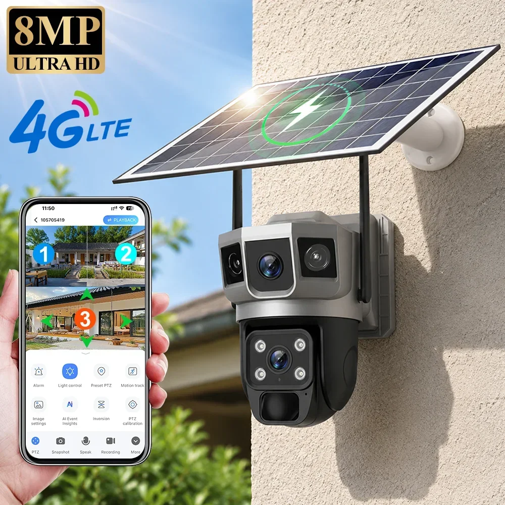 Câmera V380 4K com 3 Telas, 4G - Home Security Company avaliação e preço
