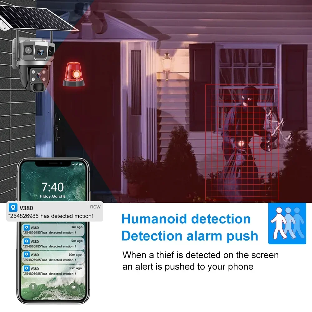 Câmera V380 4K com 3 Telas, 4G - Home Security Company avaliação e preço